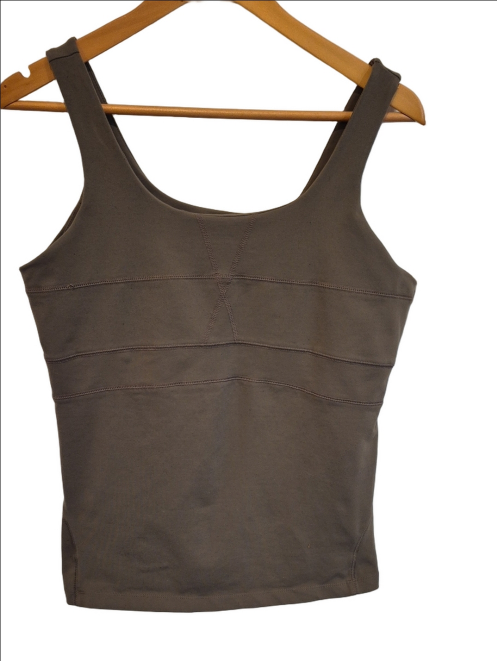 Athleta Khaki Green Scoop Neck Yoga Tank Top With Built In Bra